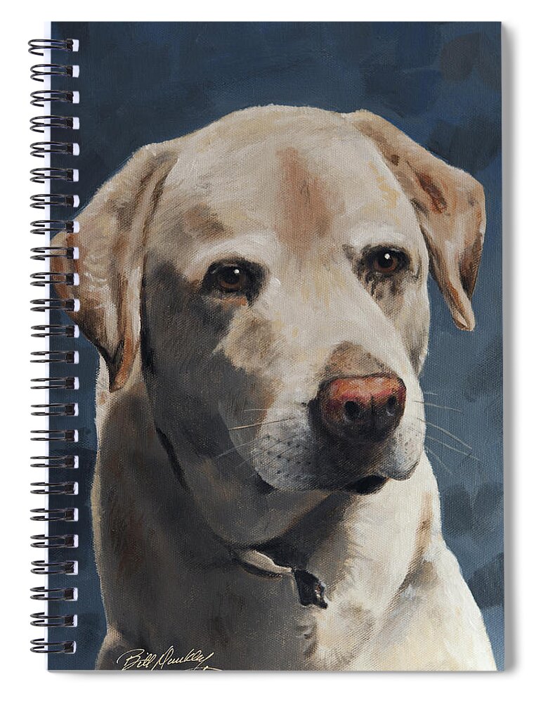 Yellow Lab Retriever Spiral Notebook featuring the painting Yellow Lab Portrait by Bill Dunkley