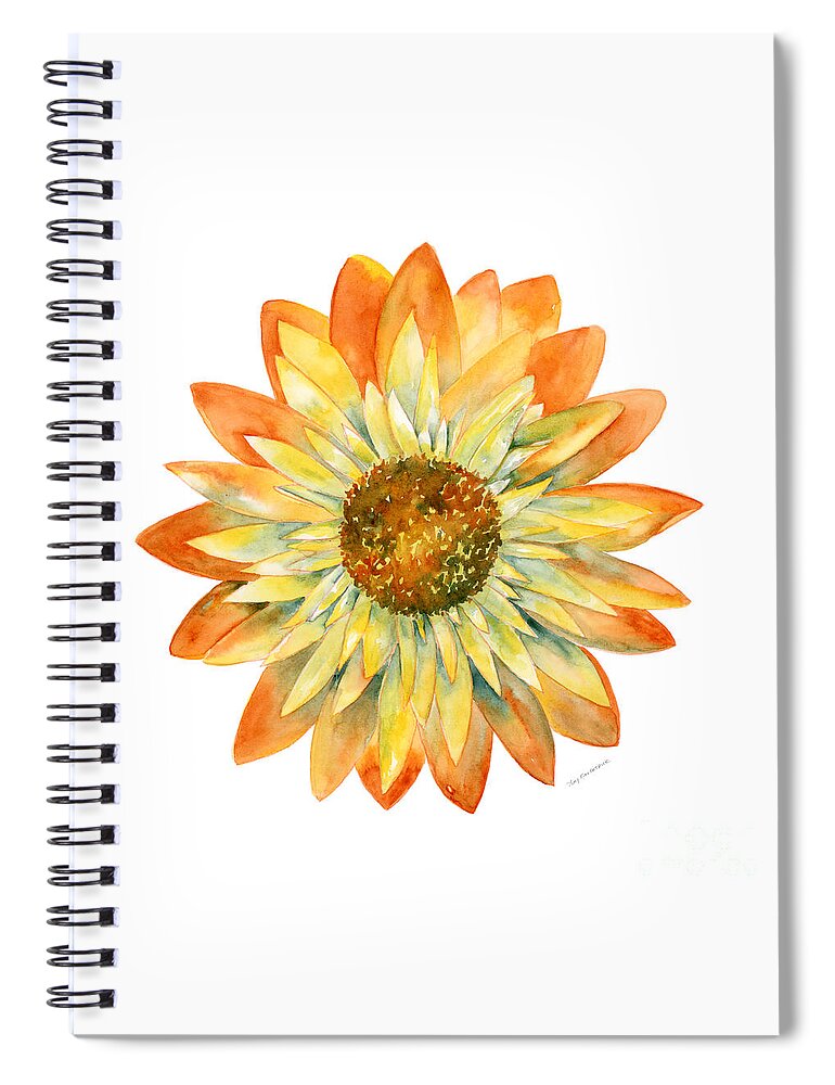 Yellow Spiral Notebook featuring the painting Yellow Orange Daisy by Amy Kirkpatrick