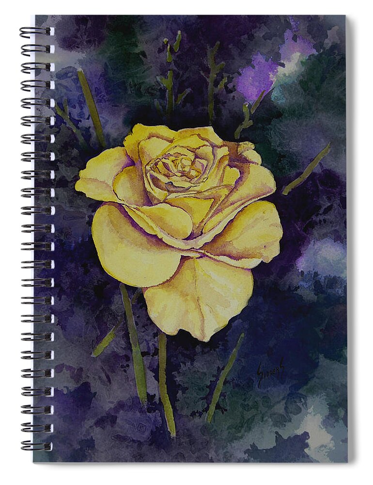 Rose Spiral Notebook featuring the painting Yellow Rose by Sam Sidders
