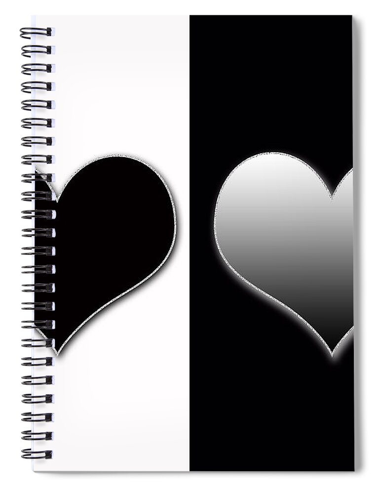 Hearts Spiral Notebook featuring the painting Yin and Yang Love by Georgeta Blanaru