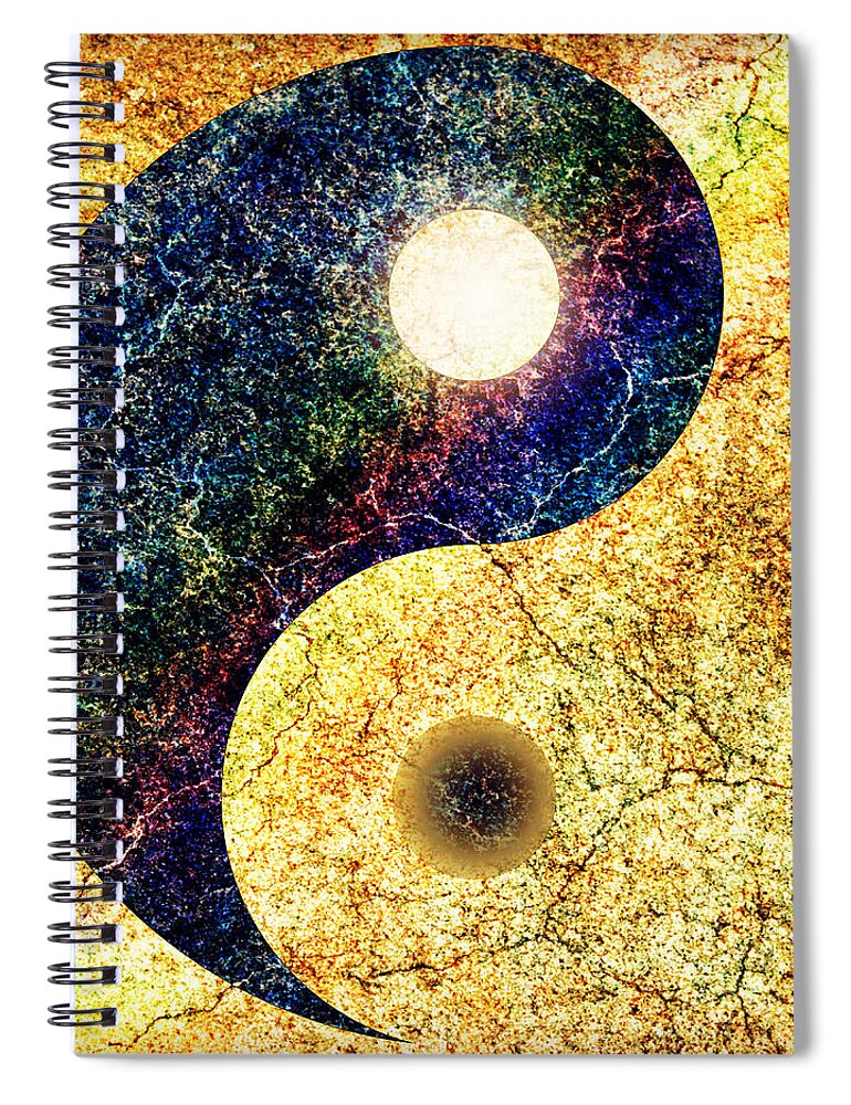 Yin Yang Spiral Notebook featuring the digital art Yin Yang by Ally White