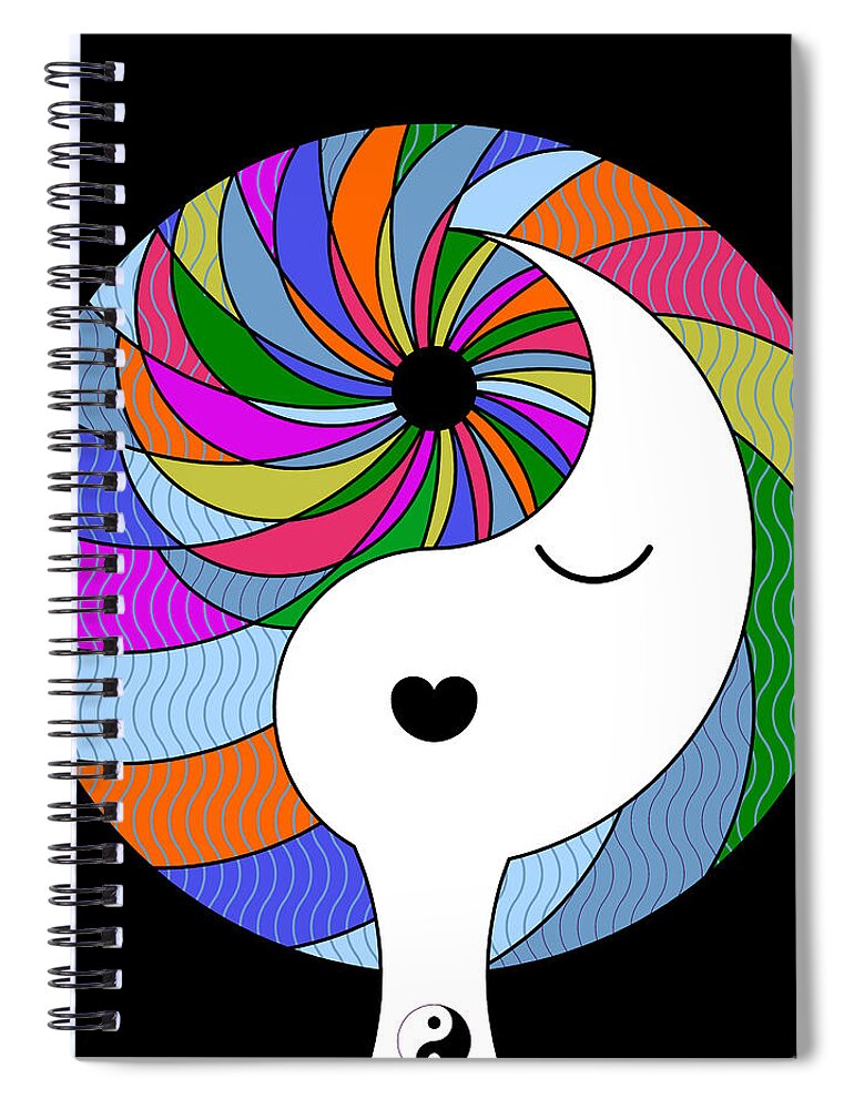 Colorful Spiral Notebook featuring the digital art Yin Yang Crown 3 by Randall J Henrie