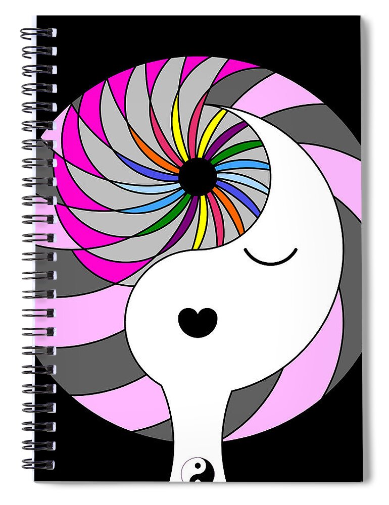 Colorful Spiral Notebook featuring the digital art Yin Yang Crown 5 by Randall J Henrie