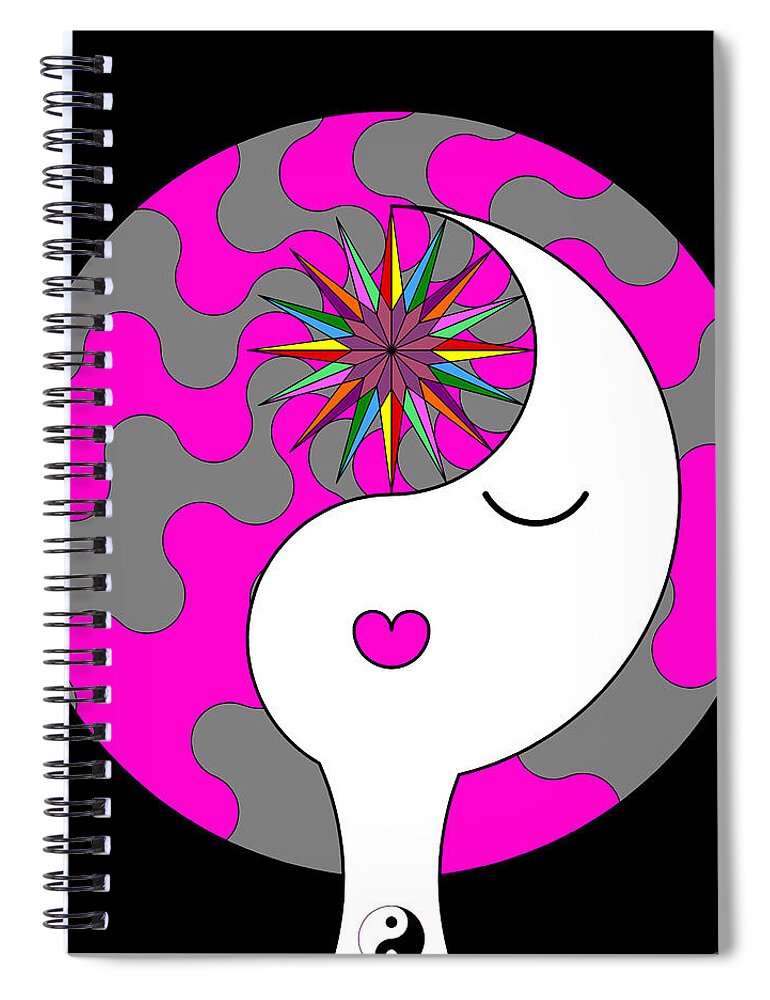 Colorful Spiral Notebook featuring the digital art Yin Yang Crown 6 by Randall J Henrie