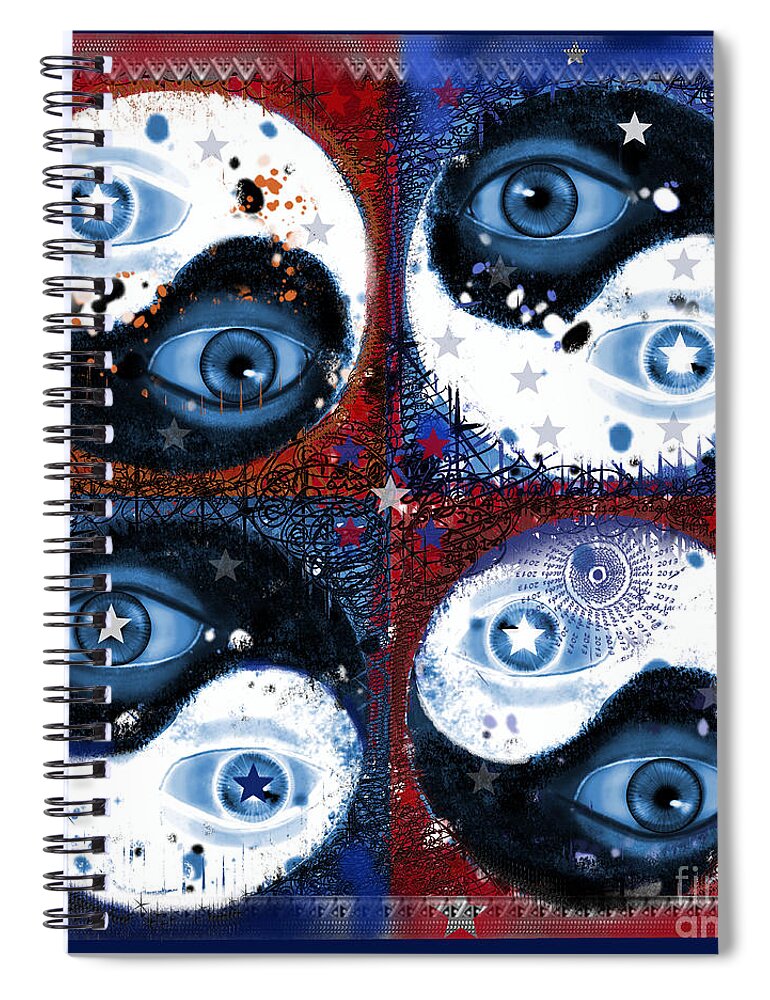 Yin-yang Spiral Notebook featuring the digital art Yin-Yang Vision by Carol Jacobs