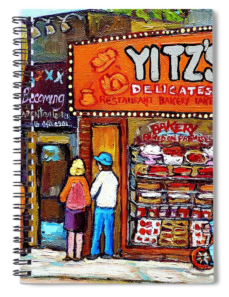 Yitzs Spiral Notebook featuring the painting Yitzs Deli Toronto Restaurants Cafe Scenes Paintings Of Toronto Landmark City Scenes Carole Spandau by Carole Spandau