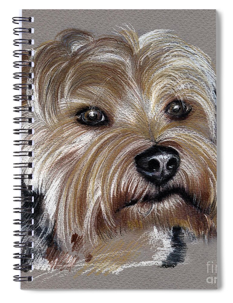 Yorkshire Spiral Notebook featuring the drawing Yorkshire Terrier- drawing by Daliana Pacuraru