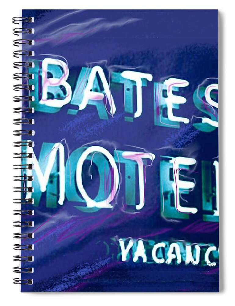 Bates Motel Spiral Notebook featuring the mixed media You Check in But You Don't Check out by Russell Pierce