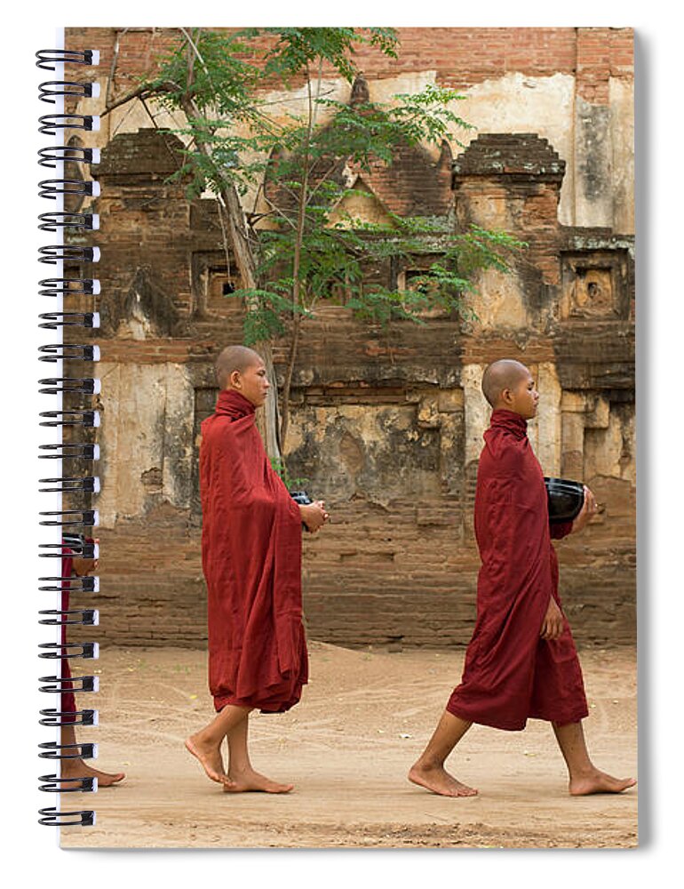 People Spiral Notebook featuring the photograph Young Buddhist Monks Collecting Alms by Cultura Rm Exclusive/yellowdog