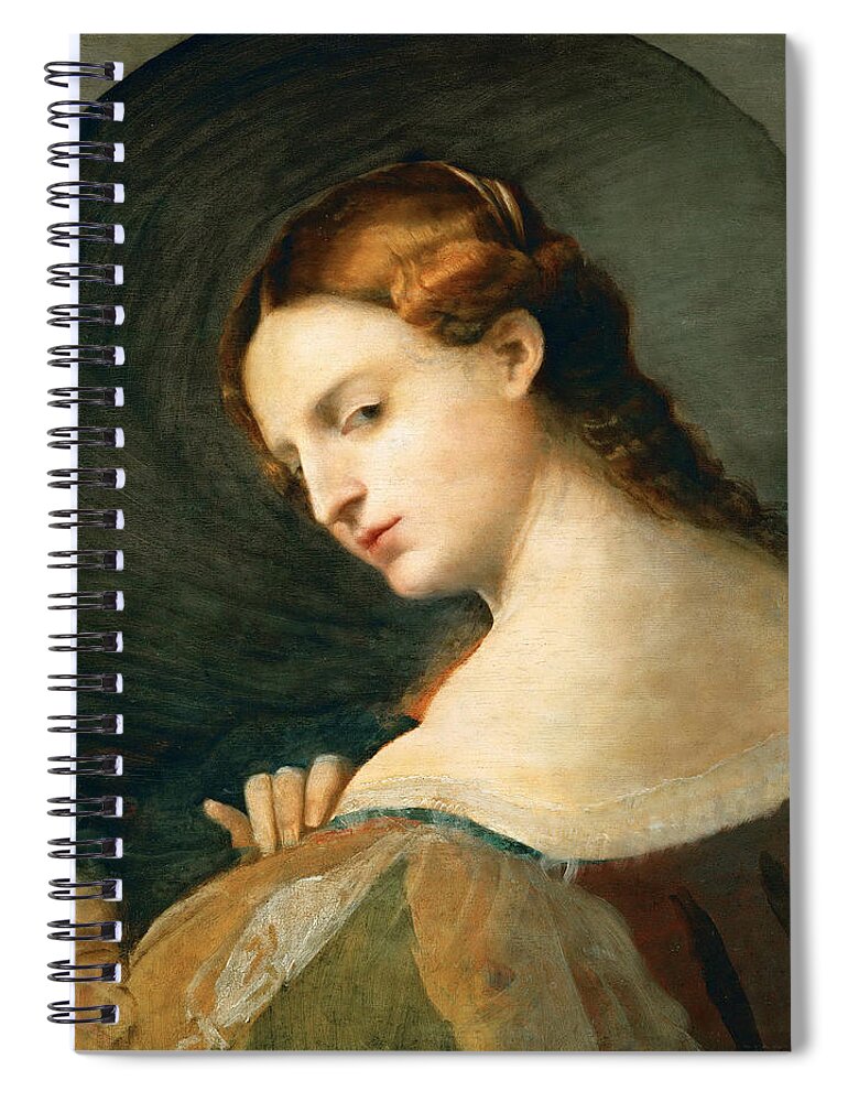 Palma Vecchio Spiral Notebook featuring the painting Young Woman in Profile by Palma Vecchio
