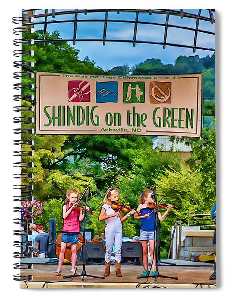 Asheville Spiral Notebook featuring the digital art Youngest Shindiggers by John Haldane