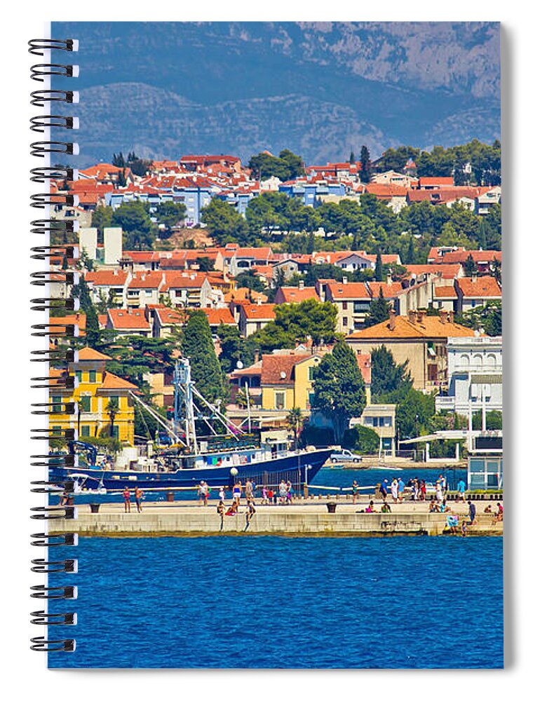 Croatia Spiral Notebook featuring the photograph Zadar waterfront sea organs view by Brch Photography