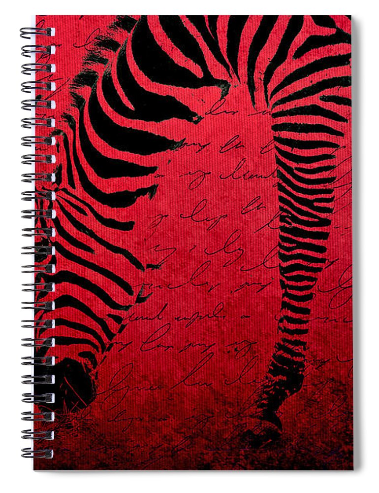 Zebra Spiral Notebook featuring the digital art Zebra Art Red - aa01tt01 by Variance Collections