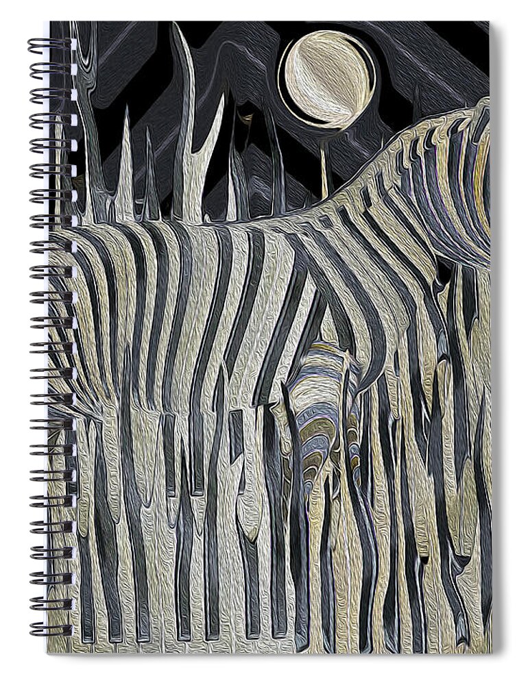 Abstract Spiral Notebook featuring the photograph Zebra Moonlight Melody by Stephanie Grant