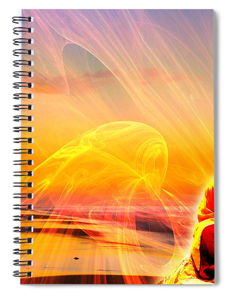 Monk Spiral Notebook featuring the digital art Zen Master by Shawna Rowe