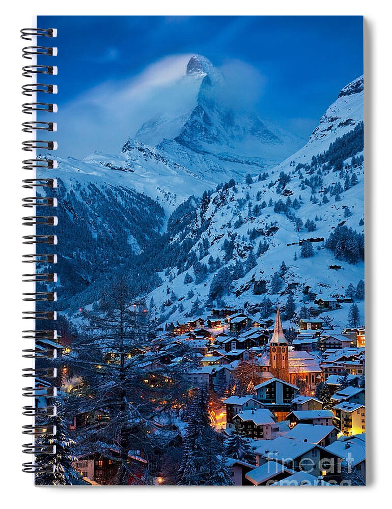 Zermatt Spiral Notebook featuring the photograph Zermatt - Winter's Night by Brian Jannsen