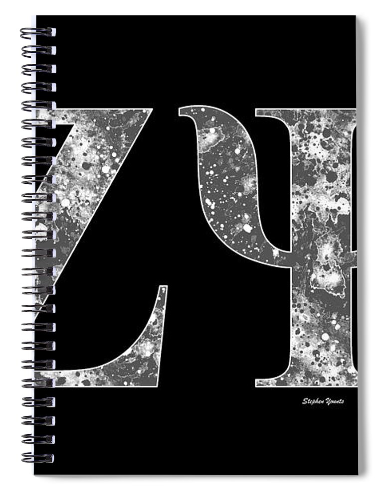 Zeta Psi Spiral Notebook featuring the digital art Zeta Psi - Black by Stephen Younts