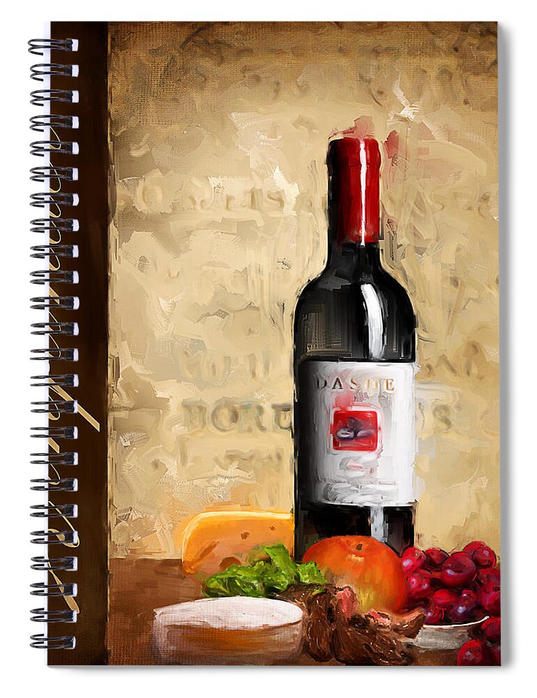 Wine Spiral Notebook featuring the painting Zinfandel III by Lourry Legarde