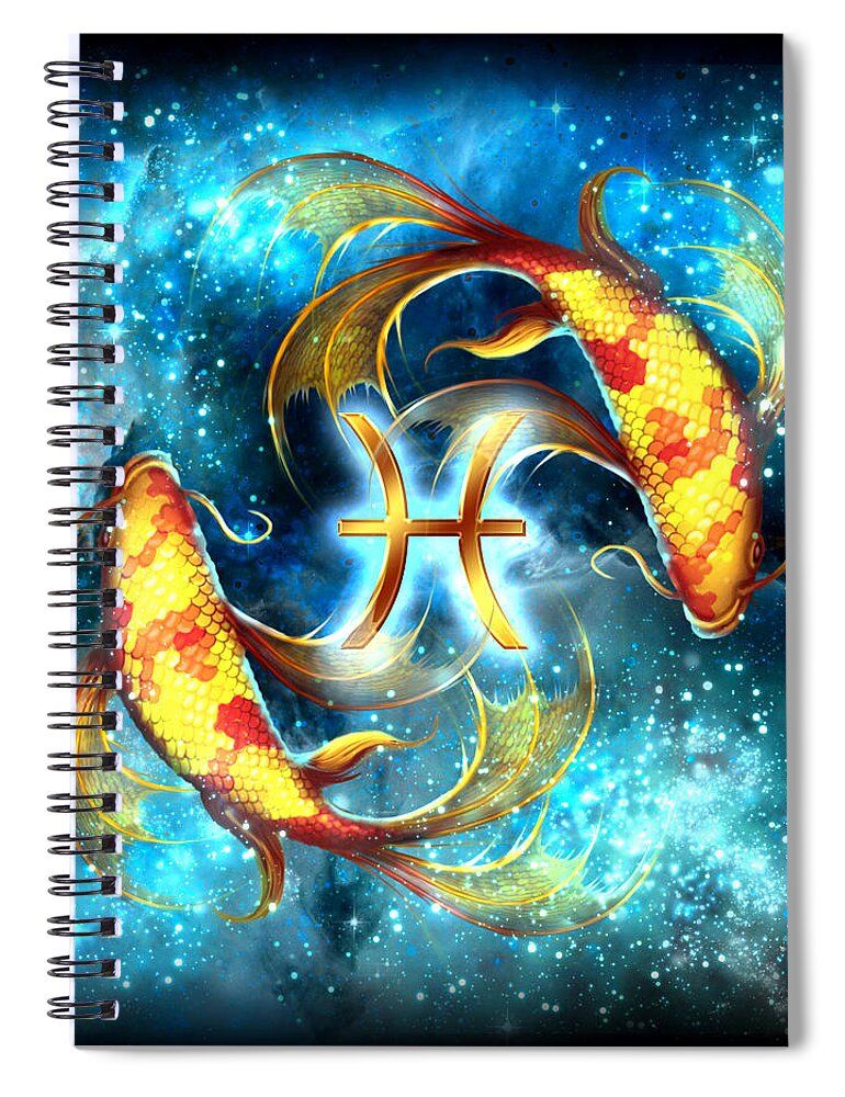 Ciro Marchetti Spiral Notebook featuring the painting Zodiac Pisces by MGL Meiklejohn Graphics Licensing