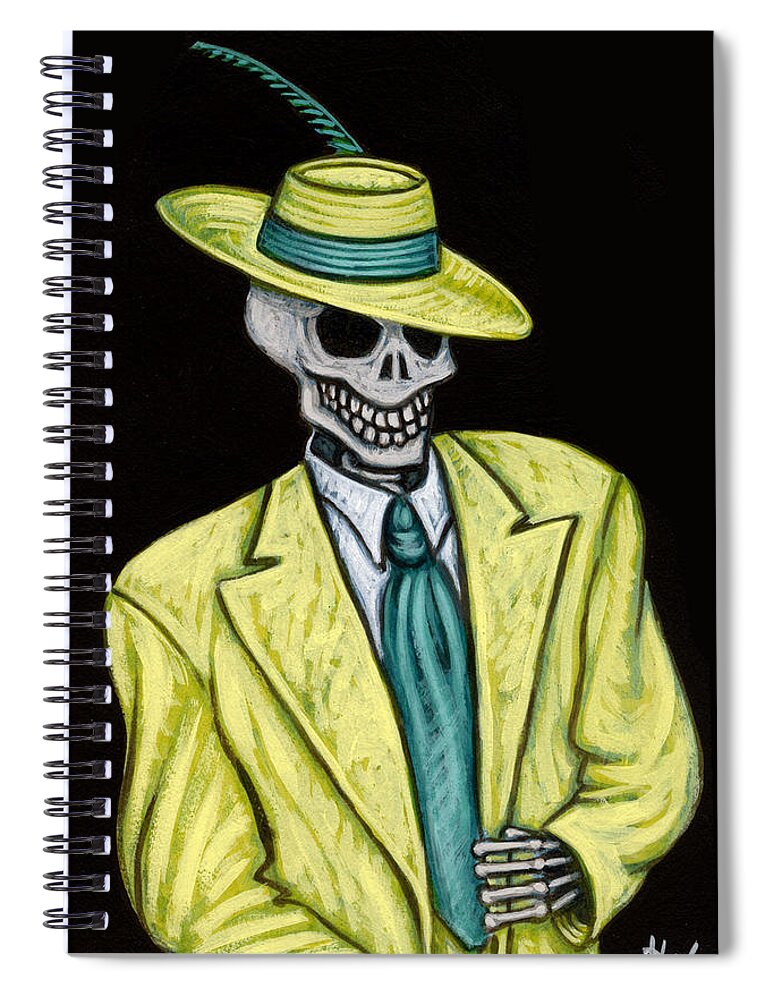 Skeleton Spiral Notebook featuring the painting Zoot of the Living Dead by Holly Wood