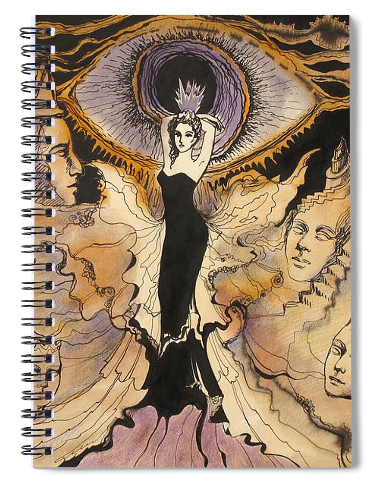 Magic Spiral Notebook featuring the painting Emerging of the new Queen by Valentina Plishchina