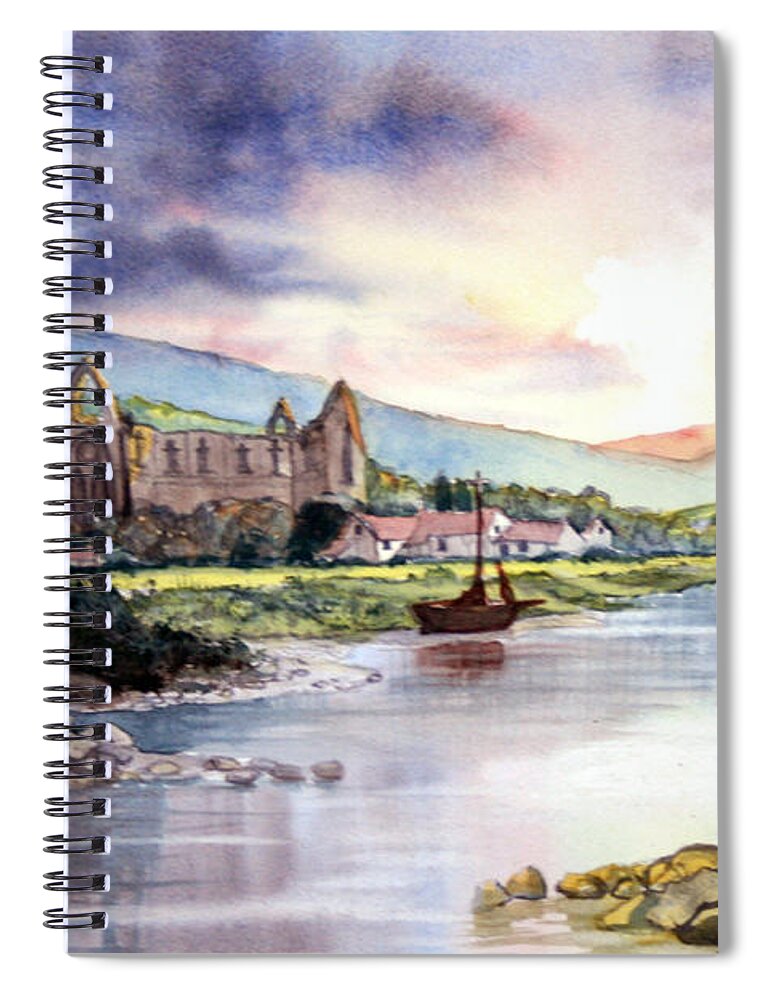 Landscape Spiral Notebook featuring the painting Late Evening at Tintern Abbey by Glenn Marshall
