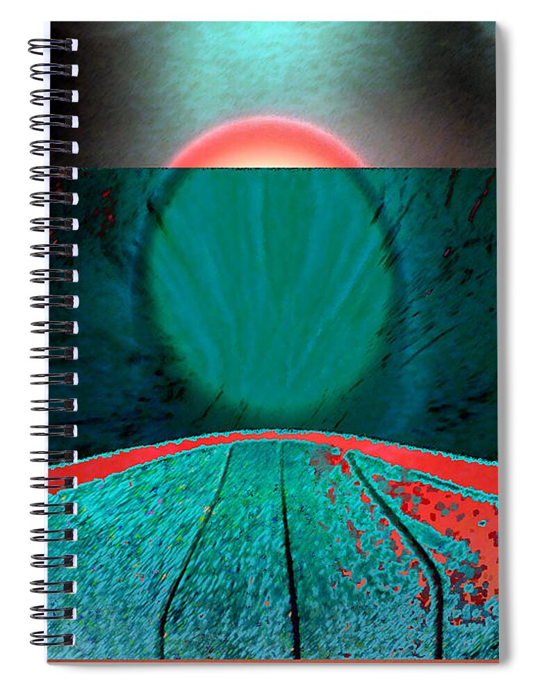Abstract Spiral Notebook featuring the digital art All Roads Lead #1 by Lenore Senior