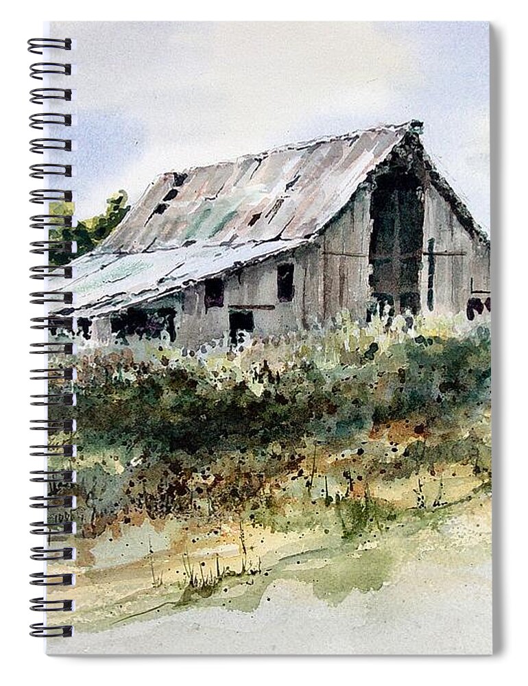 Shed Spiral Notebook featuring the painting Barn #1 by Sam Sidders