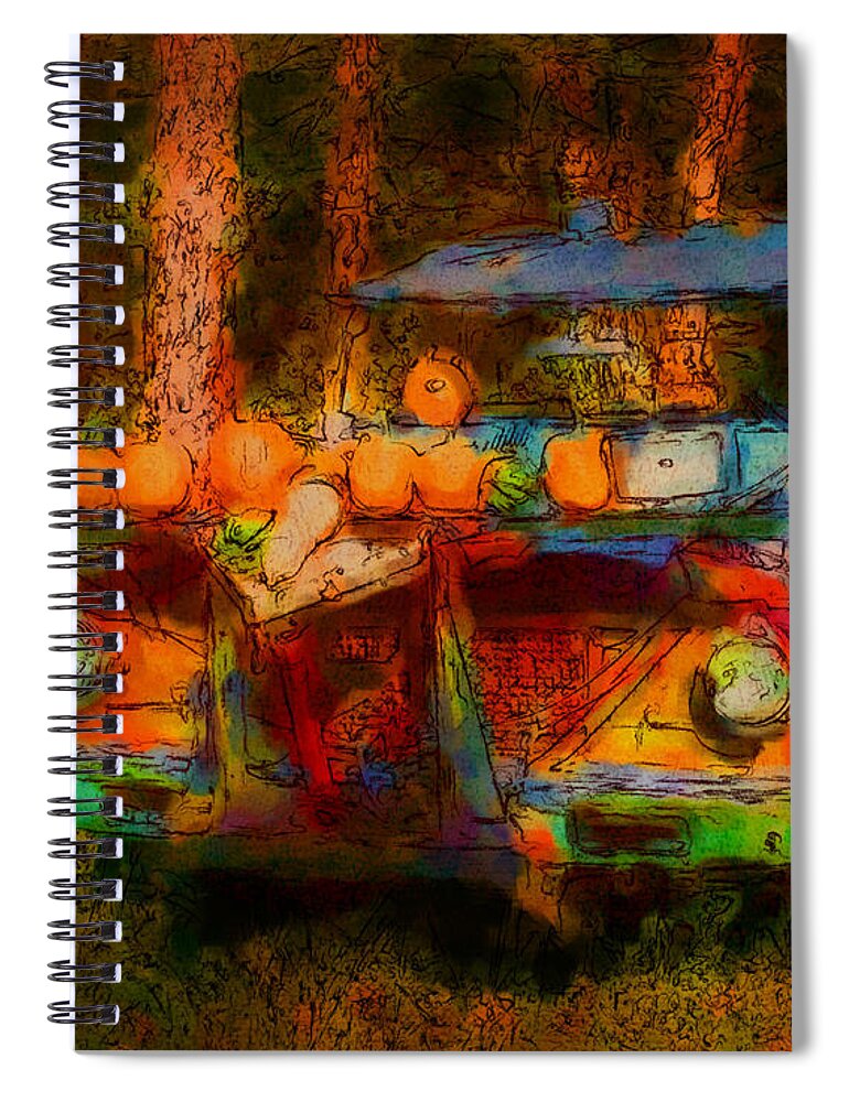 Fautumn Spiral Notebook featuring the digital art Country Pumpkin Fun #1 by Smilin Eyes Treasures