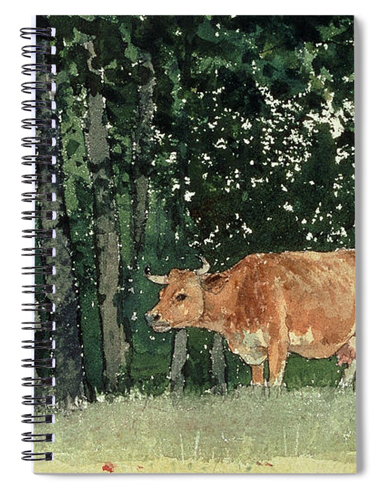 Cow In Pasture Spiral Notebook featuring the painting Cow in Pasture by Winslow Homer