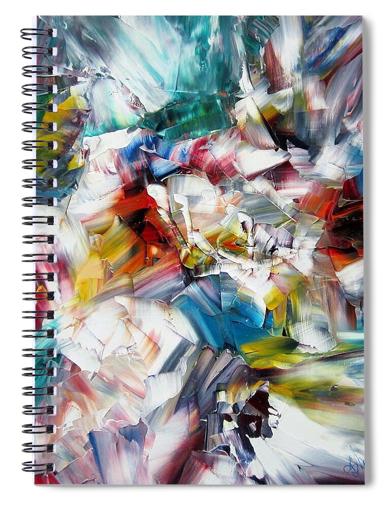 Abstract Spiral Notebook featuring the painting Crystal layers by Kathy Sheeran