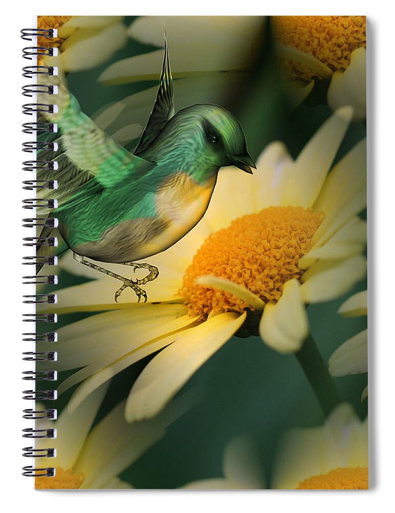 Flowers Spiral Notebook featuring the digital art Daisy Dreams #1 by Smilin Eyes Treasures