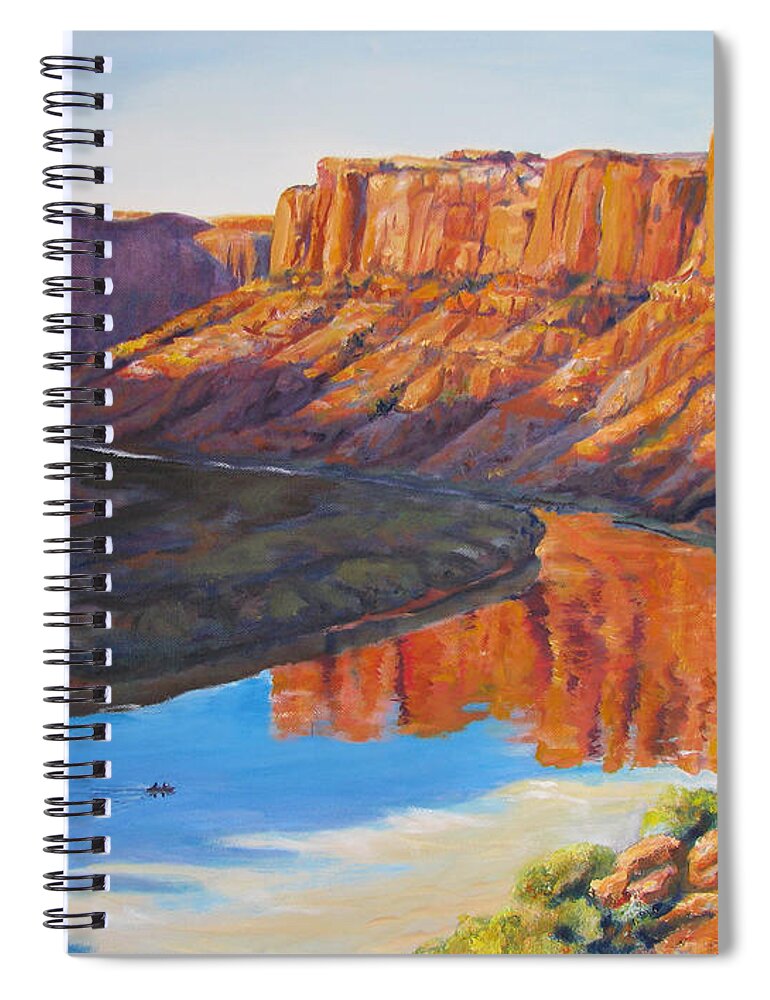 Evening Spiral Notebook featuring the painting Evening Float Bowknot Bend by Page Holland