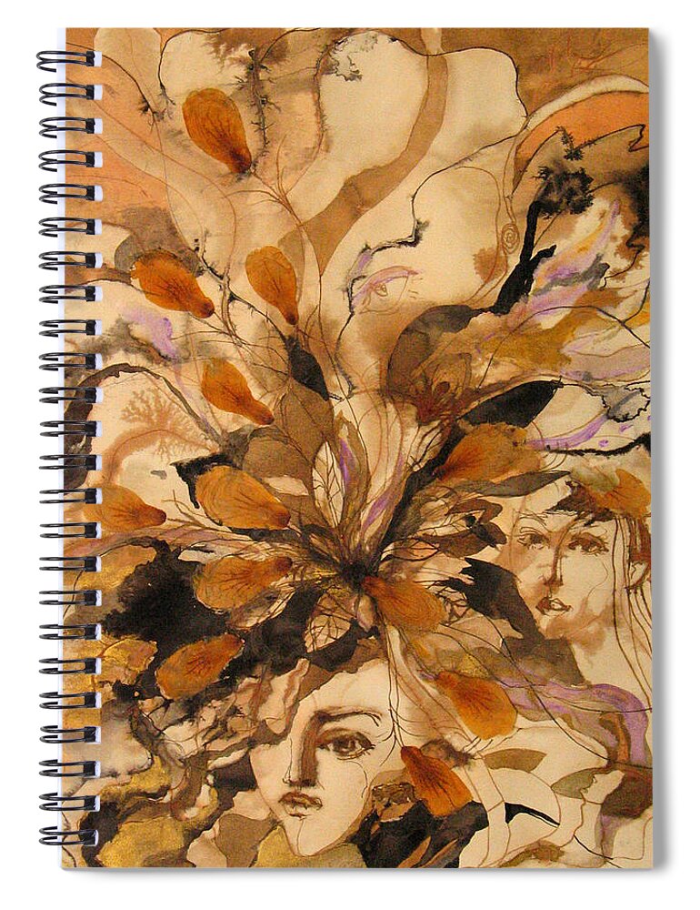 Woman Spiral Notebook featuring the painting Fall #1 by Valentina Plishchina
