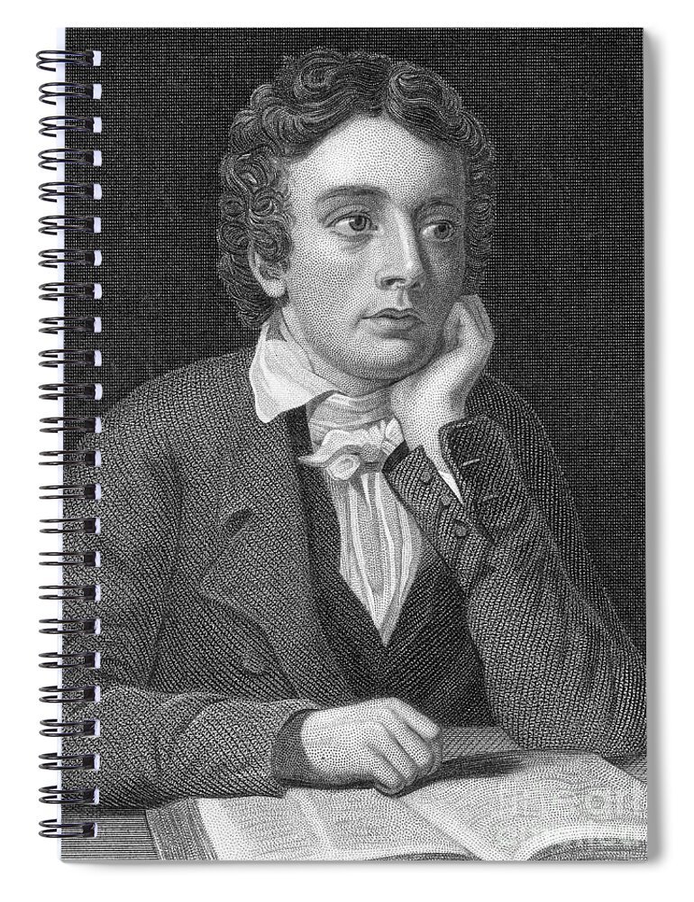 History Spiral Notebook featuring the photograph John Keats, English Romantic Poet #1 by Photo Researchers