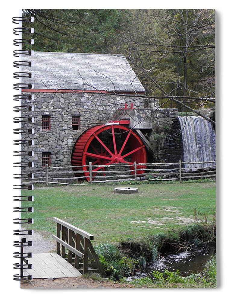 Longfellow Spiral Notebook featuring the photograph Longfellow Grist Mill x18 by Kim Galluzzo Wozniak