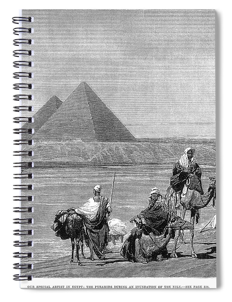 1882 Spiral Notebook featuring the photograph Pyramids At Giza, 1882 #1 by Granger