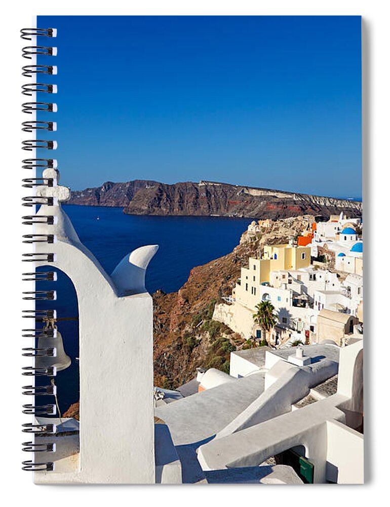 Aegean Spiral Notebook featuring the photograph Santorini - Greece #1 by Constantinos Iliopoulos