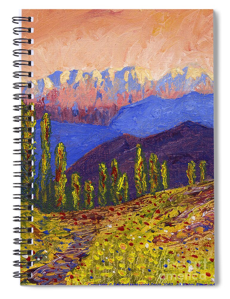 Swiss Alps Impasto Painting Spiral Notebook featuring the painting Swiss Alps Impasto by Edward McNaught-Davis