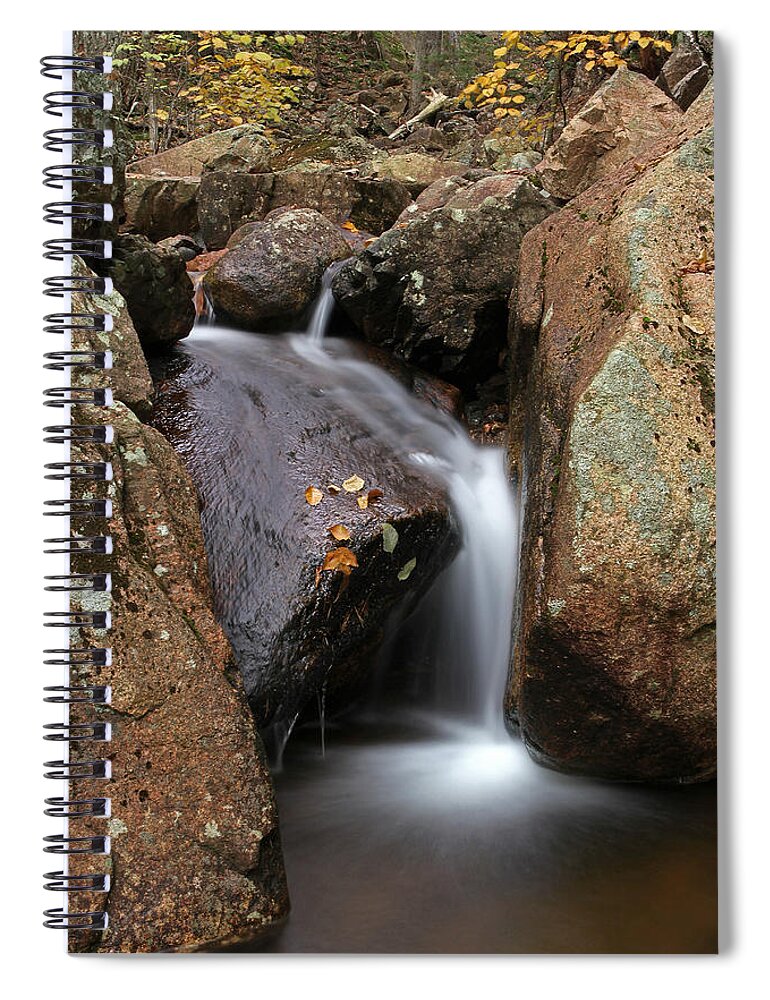 Waterfall Spiral Notebook featuring the photograph Waterfall In Acadia National Park #1 by Juergen Roth