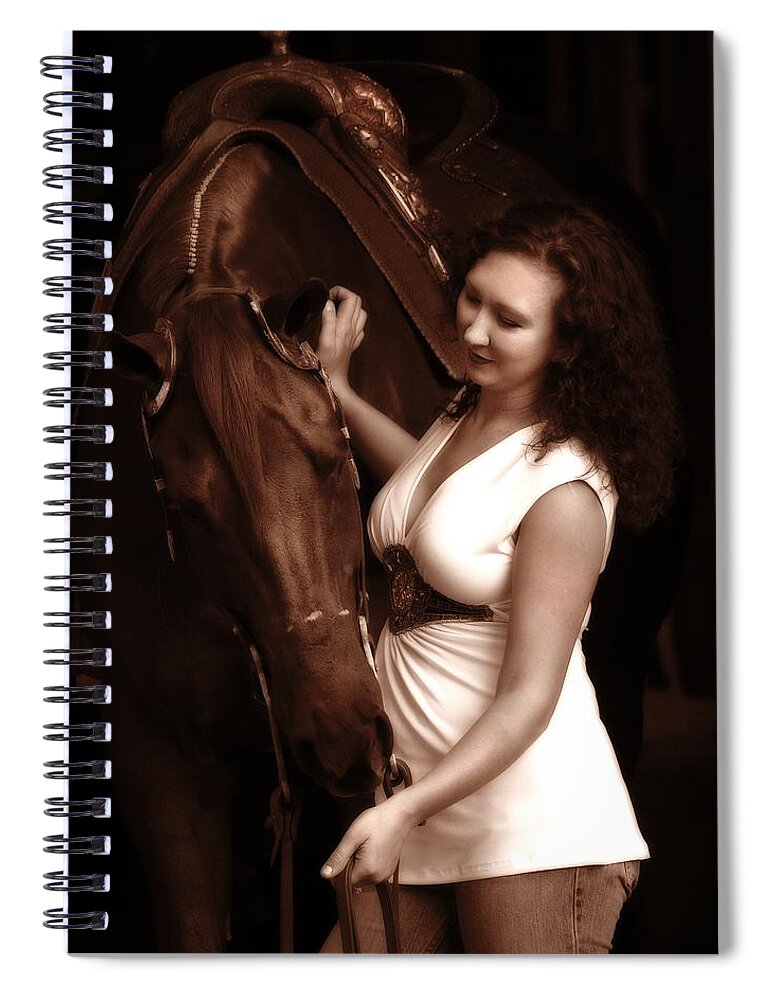 Animal Spiral Notebook featuring the photograph Woman and Horse #1 by Angela Rath