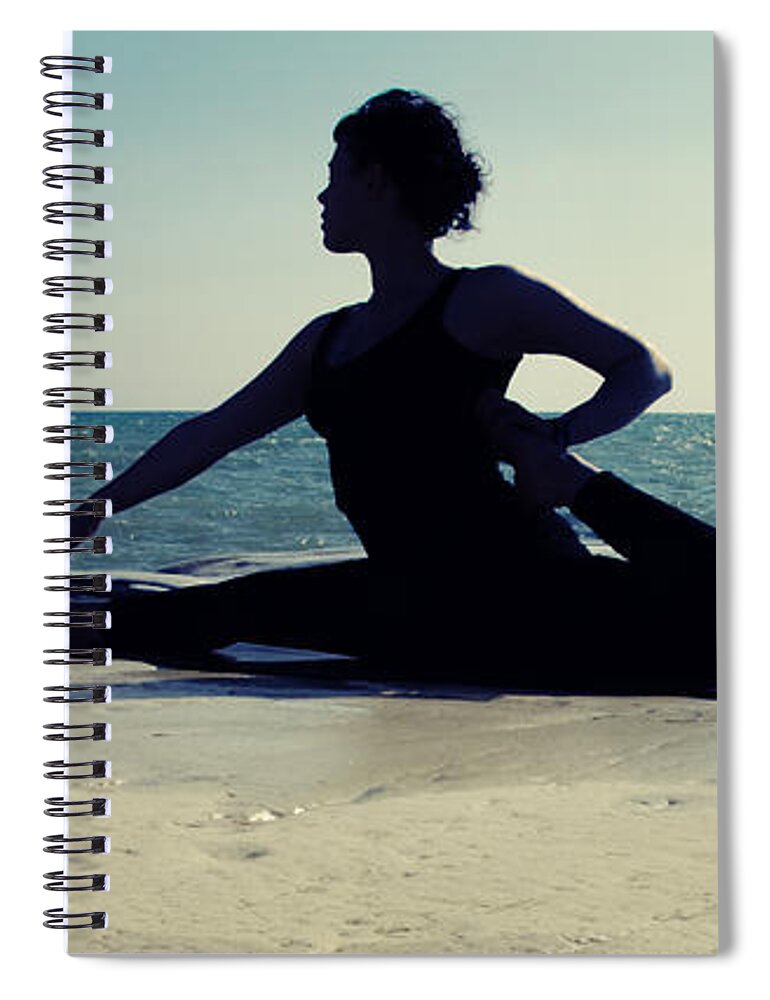 Beach Spiral Notebook featuring the photograph Yoga #1 by Stelios Kleanthous