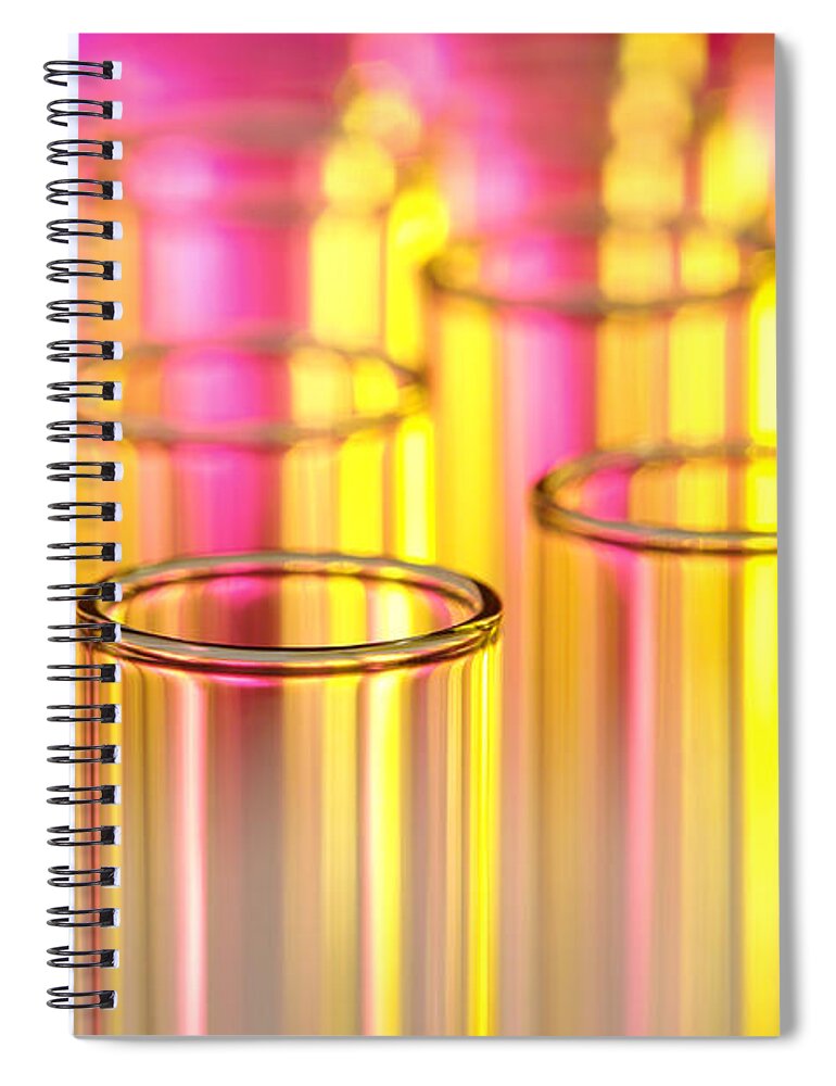 Test Spiral Notebook featuring the photograph Laboratory Test Tubes in Science Research Lab by Science Research Lab By Olivier Le Queinec