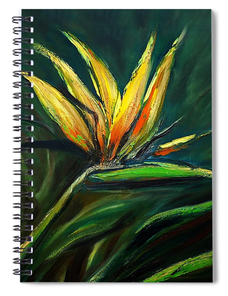 Bird Of Paradise Spiral Notebook featuring the painting Bird of Paradise #4 by Gina De Gorna