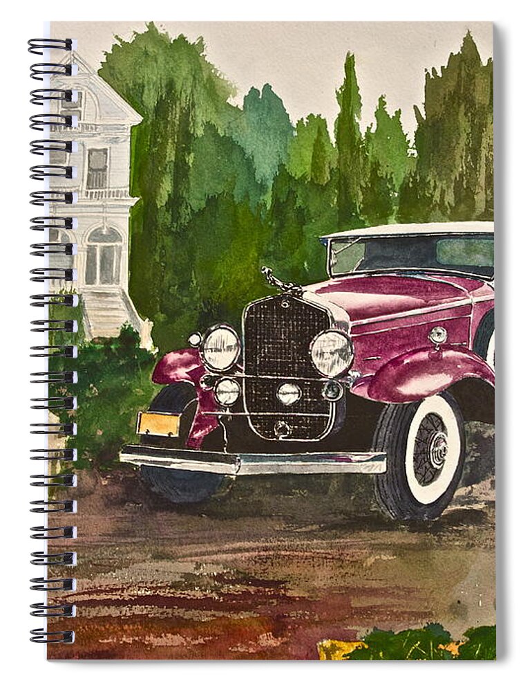 1930 Spiral Notebook featuring the painting 1930 Cadillac II by Frank SantAgata