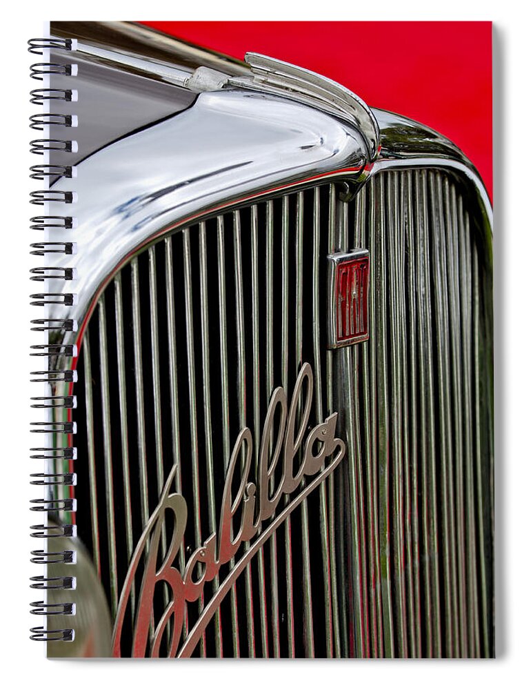 1934 Fiat Balilla Spiral Notebook featuring the photograph 1934 Fiat Balilla Hood-Grille Ornament by Jill Reger
