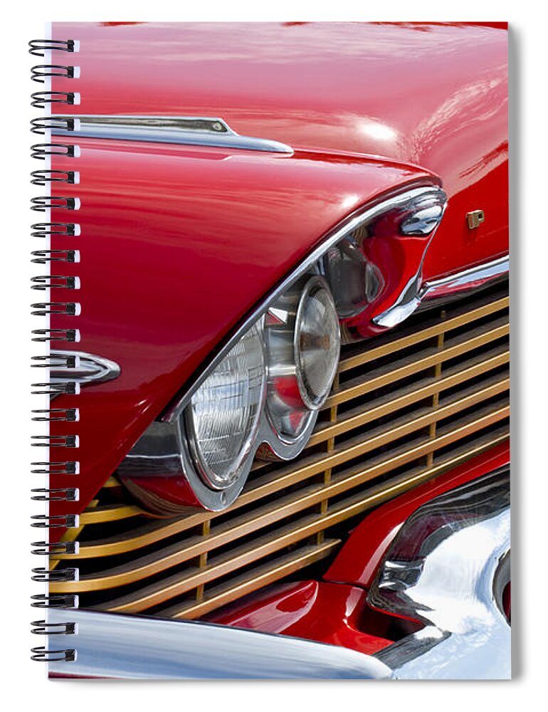 1957 Plymouth Belvedere Spiral Notebook featuring the photograph 1957 Plymouth Belvedere Grille by Jill Reger