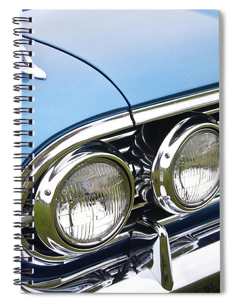 1960 Spiral Notebook featuring the photograph 1960 Chevrolet Impala Front End by Glenn Gordon