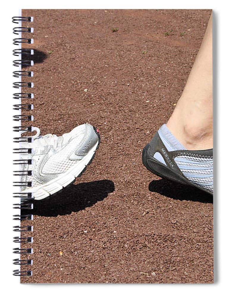 Athlete Spiral Notebook featuring the photograph Barefoot Running Shoe And Normal #2 by Photo Researchers, Inc.