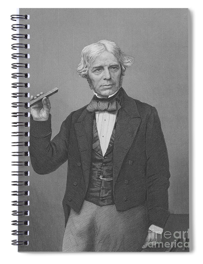 Michael Faraday Spiral Notebook featuring the photograph Michael Faraday, English Physicist #2 by Science Source
